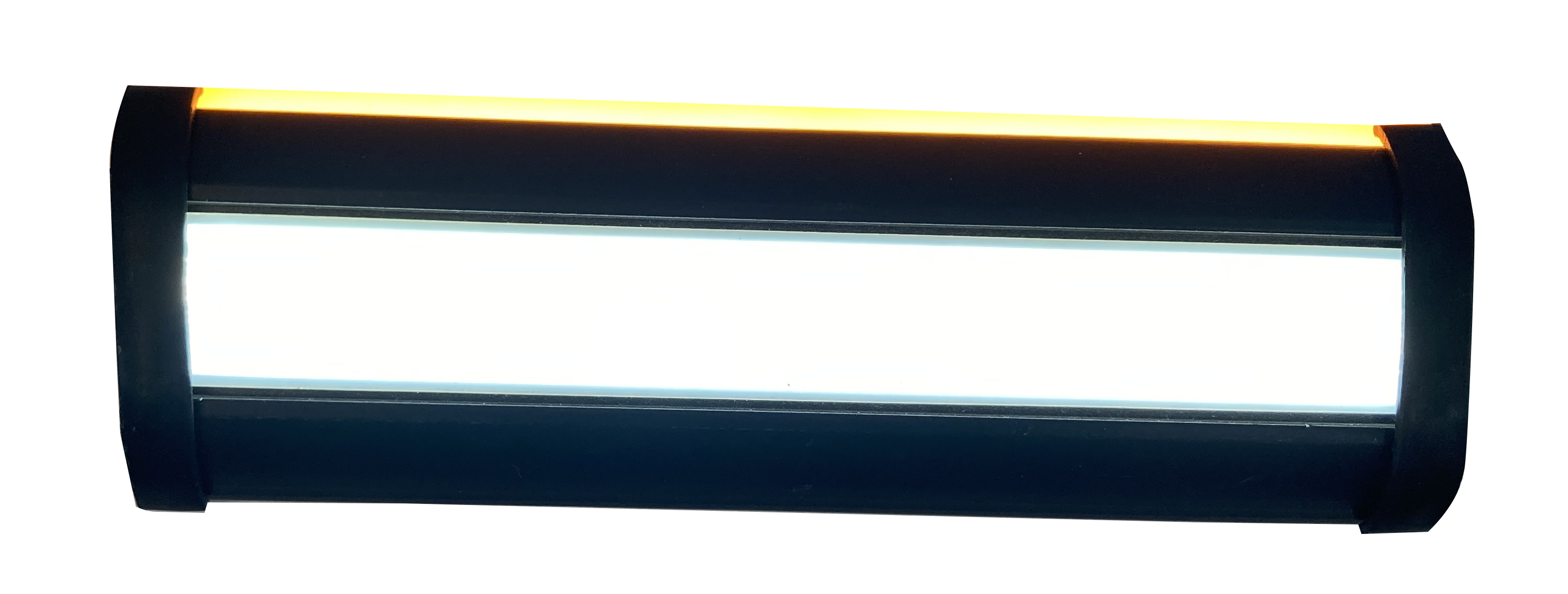 Perfil de aluminio pintado a color negro, con luz led